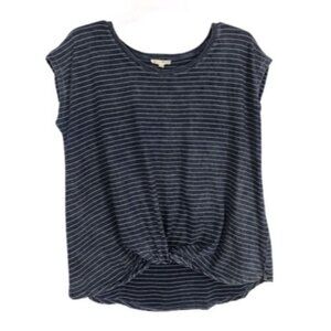 Jane & Delancey Womens Shirt Size S Small Blue White Striped Short Sleeve Twist